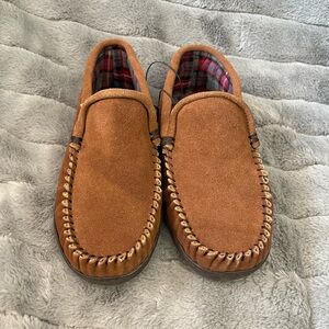 Men's Suede Slip-On Moccasin Loafers in Chestnut Brown